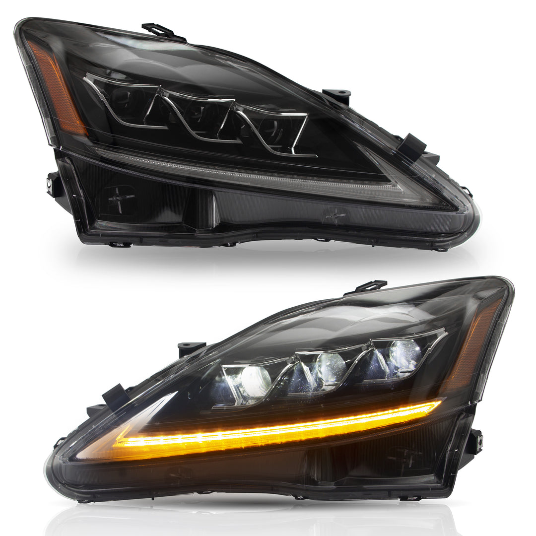 VLAND HEADLIGHT ASSEMBLY FIT FOR Lexus 2006-2013 IS250/350 Sedan 2010-2015 C/ C F Conv 2008-2014 IS F, Two Colors - VLAND